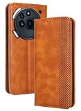 RankOne Flip-Lederhülle handyhülle für NothingPhone (3A) Pro (6.77' Inches) Braun