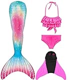 SPEEDEVE Mädchen Meerjungfrauenschwanz mit Bikini Set und Monoflosse,F-JCKA26,150