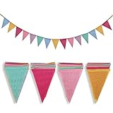Crislove Wimpelkette, 4er Pack 5M Mehrfarbig Dreieck Flaggen, 15 Farben jedes Banner,...