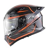 ZXJDP Leichter Motorradhelm aus Kohlefaser,DOT/ECE Dual-Visier Integralhelm mit großem...