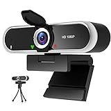 Webcam 1080P mit Mikrofon und Webcam Abdeckung, Stativ, Plug & Play, mit automatischer...