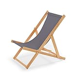 IMPWOOD Liegestuhl grau,Strandstuhl aus Holz,bis 100 kg,klappbar,Liege aus...