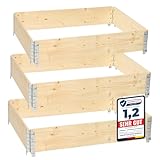 Garronda naturbelassene Hochbeete für Garten Palettenrahmen 120x80x20 cm Hochbeet Holz 3...