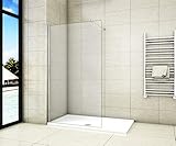 Aica Sanitär Duschwand Walk In Dusche 120cm Duschabtrennung 8mm NANO Glas Duschtrennwand...