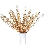 Muzrunq Gold Eukalyptus Stängel Künstlicher Eukalyptusblätter Dekor Gefälschte Plastik...