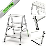 KADAX Trittleiter aus Aluminium 3 Stufen, Klapptritt bis 125kg, Stufenleiter mit...