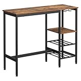 VASAGLE Stehtisch, Bartisch, 110 x 40 x 90 cm, mit Halterungen für Weingläser und...