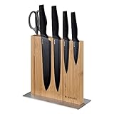 Navaris Messerhalter doppelseitig magnetisch aus Bambus - Magnet Messerblock Messerbrett...