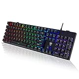 Mechanische Gaming-Tastatur,RGB 104 Tasten Ultradünne Gamer Tastatur mit Blauen...
