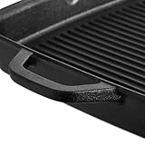 BURNHARD Gusseisen Grillpfanne, quadratisch 30 cm, Pre-Seasoned, Steakpfanne für...