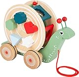 Small Foot Nachzieh-Stecktier Schnecke aus Holz, Motorikspielzeug zum...