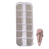 Nagelperlen, Kaviar-Perlen, Nageldekoration, Strass, goldfarbene und silberfarbene...
