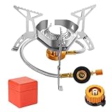 Idota Campingkocher 3500W mit Piezozündung Winddicht Faltbar Gaskocher mit...