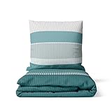 LARAWELL Bettwäsche 135x200 grau grün blau gestreift, Bettwäsche-Sets, kuschelweich,...