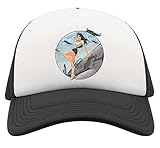 Pin Up WW2 Air Force Girl Half Mesh Trucker Cap Baseball Hat Snapback Schwarz
