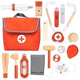 umu® Mini Arztkoffer Kinder Spielset aus Holz - mit Stethoskop,...