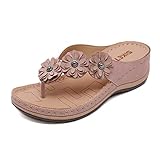 Wedge Orthopädische Flip Flops für Frauen,Bequeme Damen Bohemien-T-Riemen Sommer Strand...