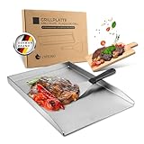 Exitoso Grillplatte 30x40cm |Plancha Grillplatte mit Grillspachtel | Grillplatte Gasgrill...