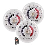 3 Stück Kühlschrankthermometer Set rund analog weiß selbstklebend Thermometer für...