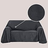 Deconovo Sofa Überwurf Bettüberwurf Couchbezug Wildleder Optik, 210x280 cm, Grau, 1...