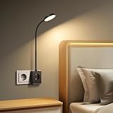 Aigostar LED Wandleuchte mit Stecker und Steckdose, Schlafzimmer Steckdosenlampe...