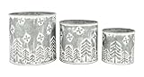 zeitzone Zink Blumentopf Weihnachten 3 Stück Tannenbaum Übertopf Vintage Patiniert...