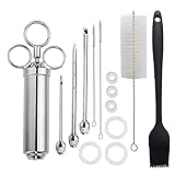 Marinierspritze Edelstahl, Bratenspritze 60 ML Fleischspritze Edelstahl Inkl. 60ml...
