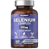 Selen Komplex 200µg | 365 Hochdosiert Tabletten | 3 typen Selenium Komplex mit...