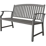 Grand patio Gartenbank Metall, Parkbank mit Rückenlehne & Armlehne, Ruhebank Retro-Stil...