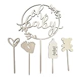 Cake Topper Holz, Kuchen Topper Babyparty Tortendeko, Kuchenstecker für Baby...