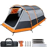 Chihee Camping Zelte Tunnel-Zelt 4 Personen Familienzelt mit 2 Türen Extra wetterfestes...