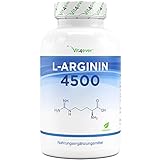 L-Arginin - 365 vegane Kapseln - Premium: 4500 mg 100% reines L-Arginin pro Tagesdosis -...