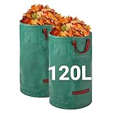 Velway Gartensack 2x120L Gartenabfallsack Laubsack - Stabil Selbststehend mit 4...