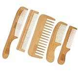 5-Teiliges Set Holzkamm Bambus Kamm Set Holzkamm Haare Kamm Holz Wooden Comb Massage,...