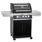 RÖSLE Gasgrill BBQ-Station VIDERO G3 Schwarz, Grill mit 3 Haupt- und 1 Seitenbrenner,...