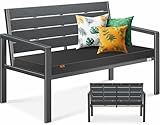 KESSER® Gartenbank mit Kissen – Sitzbank Wetterfest 2-Sitzer Parkbank in Holzoptik...