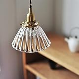 DameCo Asiatische Messing-Pendelleuchten für Cottage-Lampe mit Klarglas-Lampenschirm,...