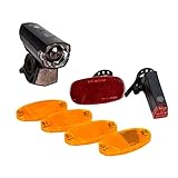 Fischer Fahrrad Beleuchtungs-Set 12 Lux, 7-teiliges Batterie-Leuchtenset, Front-...
