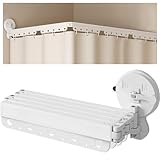 EHERDM Wandmontierte, faltbare Duschvorhangstange, stanzfreie Saugnäpfe, 360°...