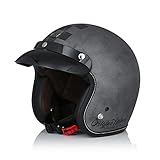 ORIGINE Motorradhelm Jethelm Vintage Rollerhelm Retro ECE-Zertifizierung (Scacco Silver...