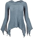 Pixishirt mit Kapuze, Elfen Pullover - taubenblau / / Variante: Größe: S/M