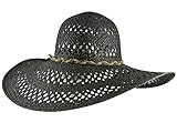 TOP HEADWEAR Modischer Strohhut mit breiter Krempe, Schwarz , Einheitsgröße