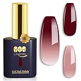 YTD Likomey UV Nagellack Farbwechsel Thermo Farbgel,15ml Nude Pink Weinrot Gel Chamäleon...