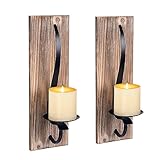 2 Stück Kerzenhalter Wand Wandkerzenhalter Schwarz Metall Holz Wandhalterung...