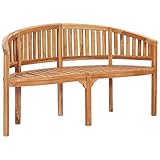 Iiaky Bananenbank 151 cm Massivholz Teak Sitzbank Holz Teck Gartenbank