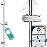 Edelstahl Duschstange 66cm rostfrei - Brausestange variable Bohrlöcher dank flexibler...