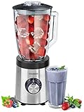 Standmixer | 600 Watt | 6-Fach Metallmesser | 1,5 Liter | 5 Stufen | Glas Edelstahl |...