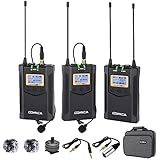 comica Drahtloses Mikrofon, CVM-WM100plus UHF Wireless Lavalier Mikrofon mit 2...