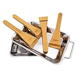 Steuber Premium Line 2er Set Edelstahl Grillpfännchen mit 4 Holzschaber, 18 x...