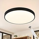 CBJKTX LED Deckenleuchte Dimmbar Deckenlampe mit Fernbedienung - 30W Badlampe Schwarz IP44...